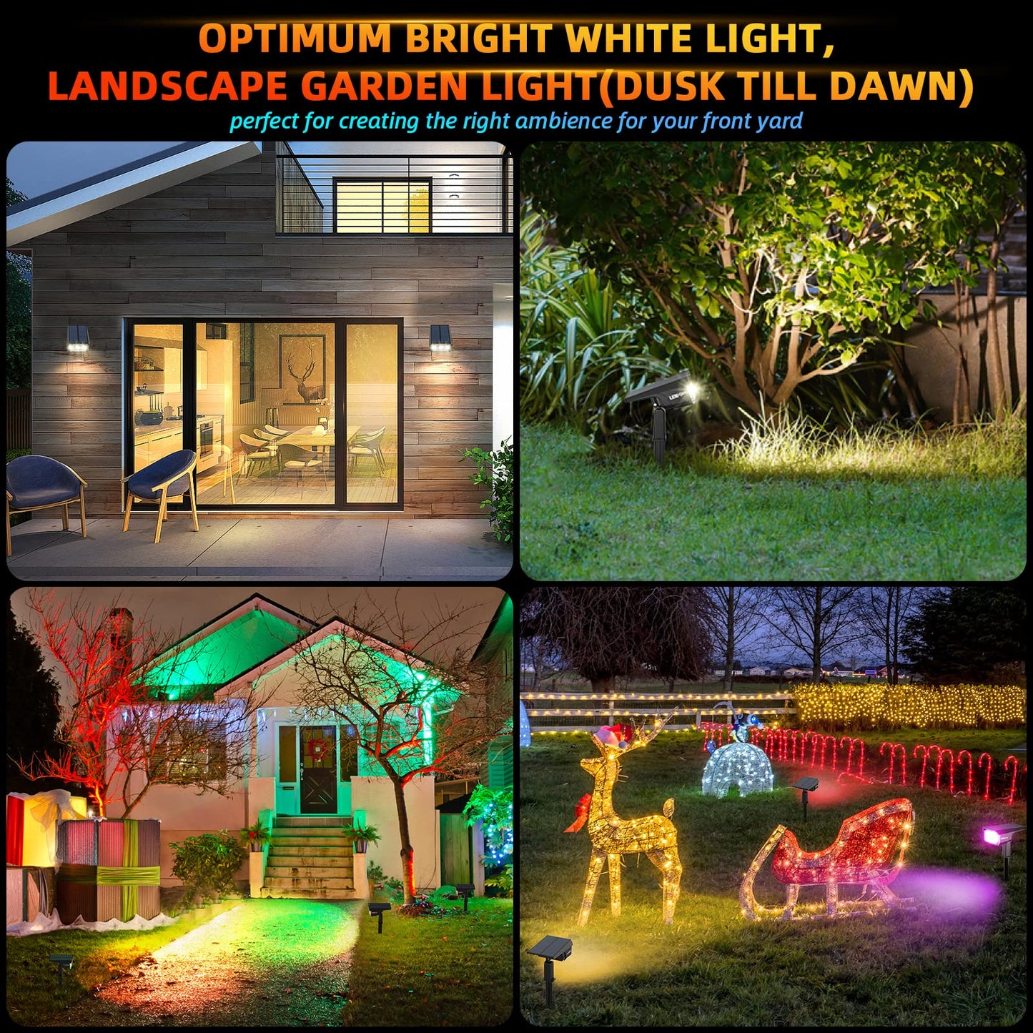 LEREKAM Solar Outdoor,40 LEDs Color Changing RGB Solar Landscape Path Lights,USB & Solar Powered Multicoloured Spotlights,14 Colors Auto Cycling Spotlights for Yard,Garden,2 Pack