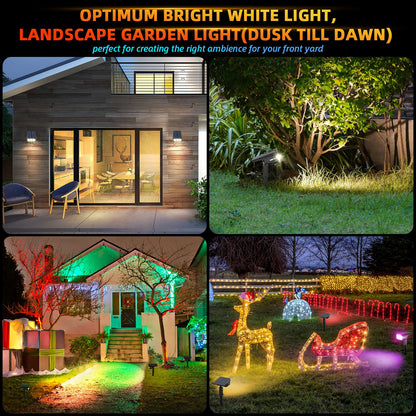 LEREKAM Solar Outdoor,40 LEDs Color Changing RGB Solar Landscape Path Lights,USB & Solar Powered Multicoloured Spotlights,14 Colors Auto Cycling Spotlights for Yard,Garden,2 Pack