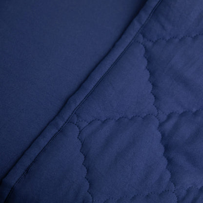 FLXXIE 4 Pieces Toddler Bedding Set, Soft and Breathable Microfiber Crib Sheet Set, Includes Quilted Comforter, Flat Top Sheet, Fitted Sheet, Envelope Pillow Case for Boys and Girls, Navy Blue