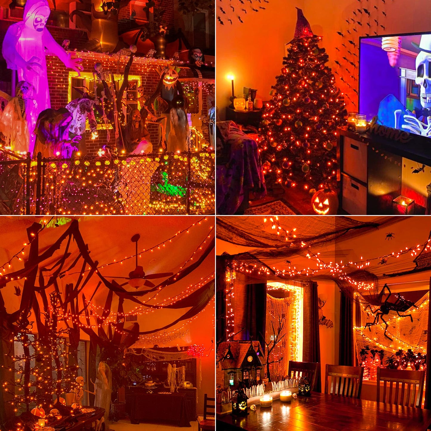 Hopolon Mini Orange Halloween Lights, 2PACk 50 Incandescent Christmas String Lights, 13FT 120V UL Certified Xmas Tree Lights for Christmas, Patio, Holiday, Party, Home, Indoor Outdoor Decor, Orange