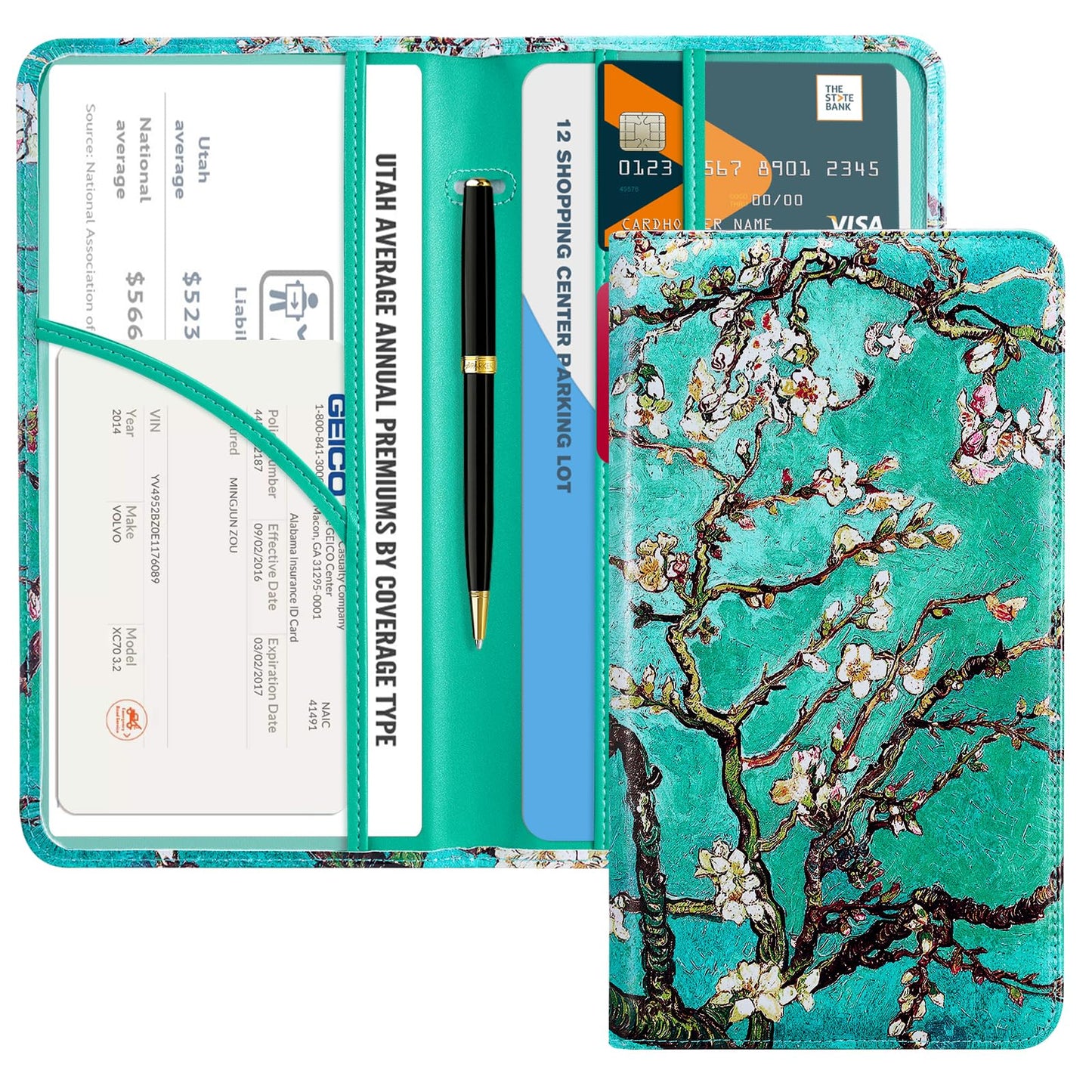 CoBak Car Registration and Insurance Holder - Vehicle Glove Box Car Organizer,Auto Truck Comparment Accessories Case with Magnetic Closure for Driver License,Cards