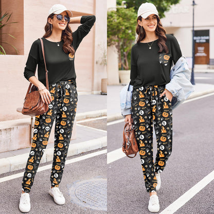 Ekouaer Womens Pajamas Set Long Sleeve Christmas PJ Sets Soft Lounge Set for Women Sleepwear Joggers with Pockets