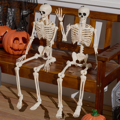 JOYIN 2PCS 36" Halloween Skeleton Decor, 3FT Full Body Stayable Movable Joints, Posable Hanging Skeletons for Halloween Decoration, Yard, Graveyard, Haunted House Props, Spooky Scene Party Favor