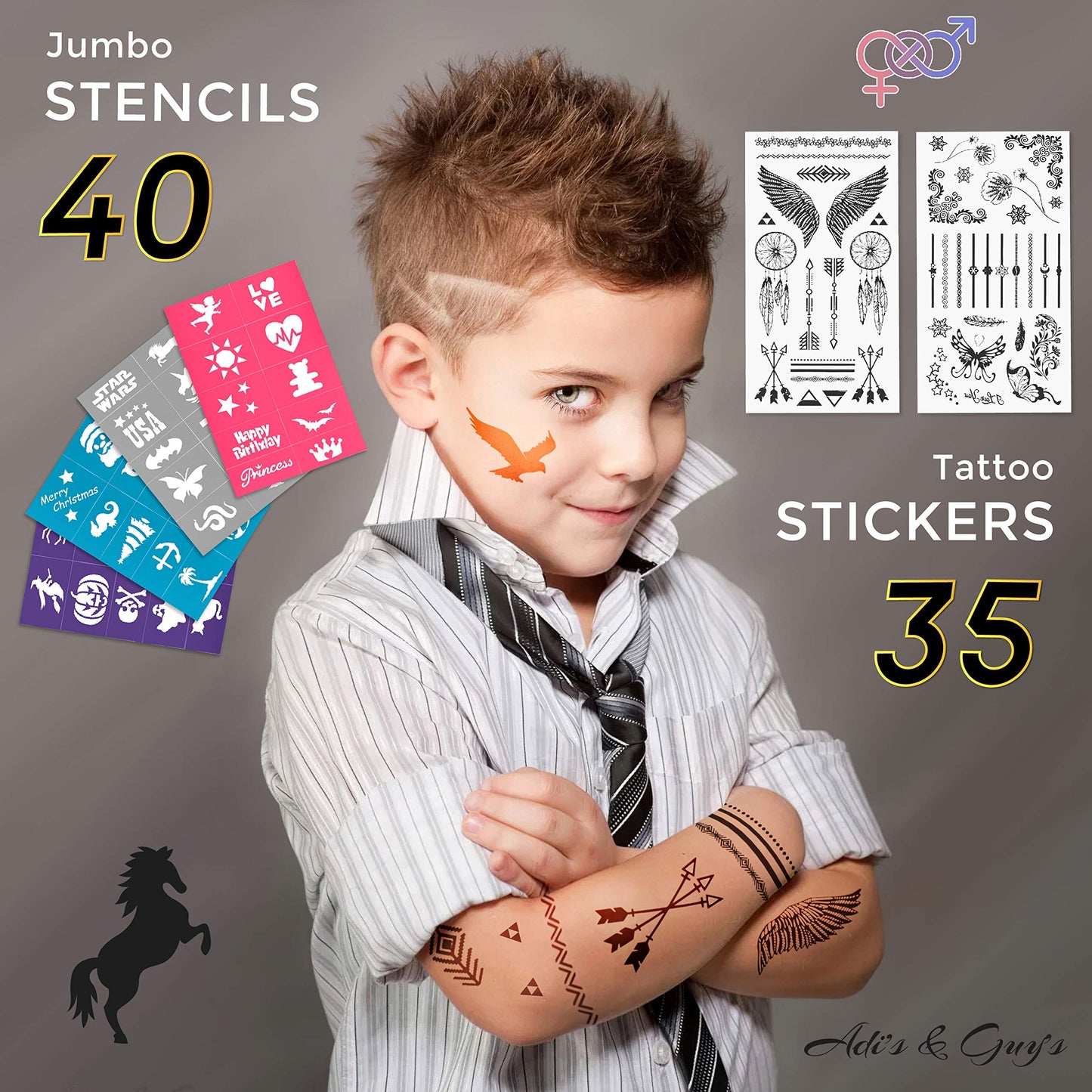 Face Paint Kit for Kids – 20 Washable Colors, Guaranteed Stain-Free, Paints 60+ Faces, Hair Chalk, Glitter, Brushes, Stencils, Non-Toxic, Perfect for Birthdays, Halloween, Parties