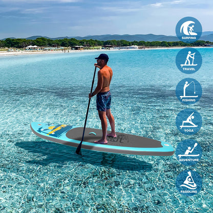 FunWater SUP Inflatable Stand Up Paddle Board Ultra-Light Inflatable Paddleboard with Accessories, Fin, Adjustable Paddle, Pump, Backpack, Leash