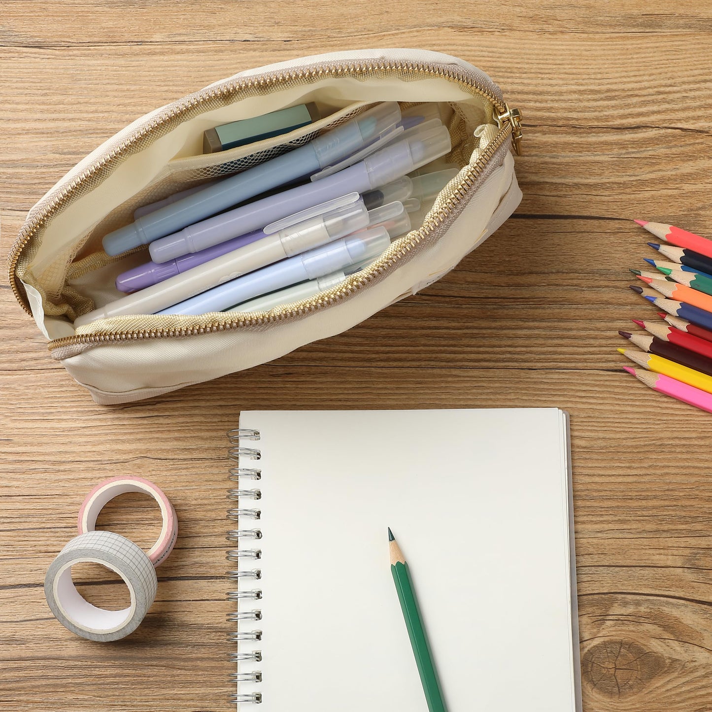 Mr. Pen- School Pencil Case, Cream, Pencil Pouch, Pen Case, Pen Pouch,