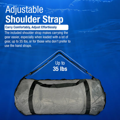 Kraken Aquatics Mesh Duffle Bag with Shoulder Strap | Large Dive Bag for Scuba Diving Gear, Snorkeling, Freediving, Spearfishing, Swimming & Beach | Heavy-Duty Mesh Duffel Bag for Quick Drying | XL