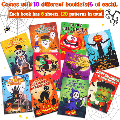 Geefuun 60PCS Halloween Coloring Books Bulk for Kids - Hallowmas Trick or Treat Goodie Bags Fillers Stuffer Gifts Party Favors Supplies