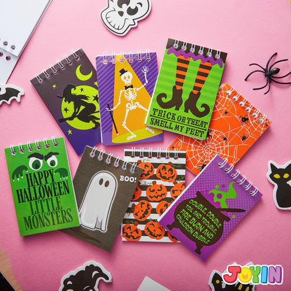 JOYIN 48 PCS Halloween Spooky Notepad Set in 8 Designs, Halloween Note Pads for Kids Trick or Treating, Stationery Prizes and Treats, Goodies Bags Fillers, School Classroom Party Favors Supplies Gifts
