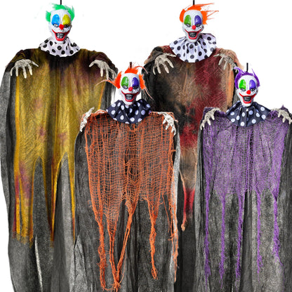 JOYIN 4 Pcs 29” Hanging Clown Halloween Decorations Outdoor, Haunted House Decor Props Front Porch Party Supplies Garden Yard Lawn Scary Horror