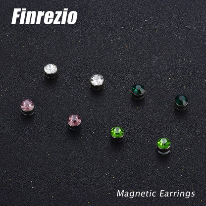 Finrezio 20 Pairs of 6 mm Magnetic Stud Earrings for Women Magnetic Earrings Colourful Crystal Non-Pierced Earrings Without Pierced Earrings, Crystal, 0