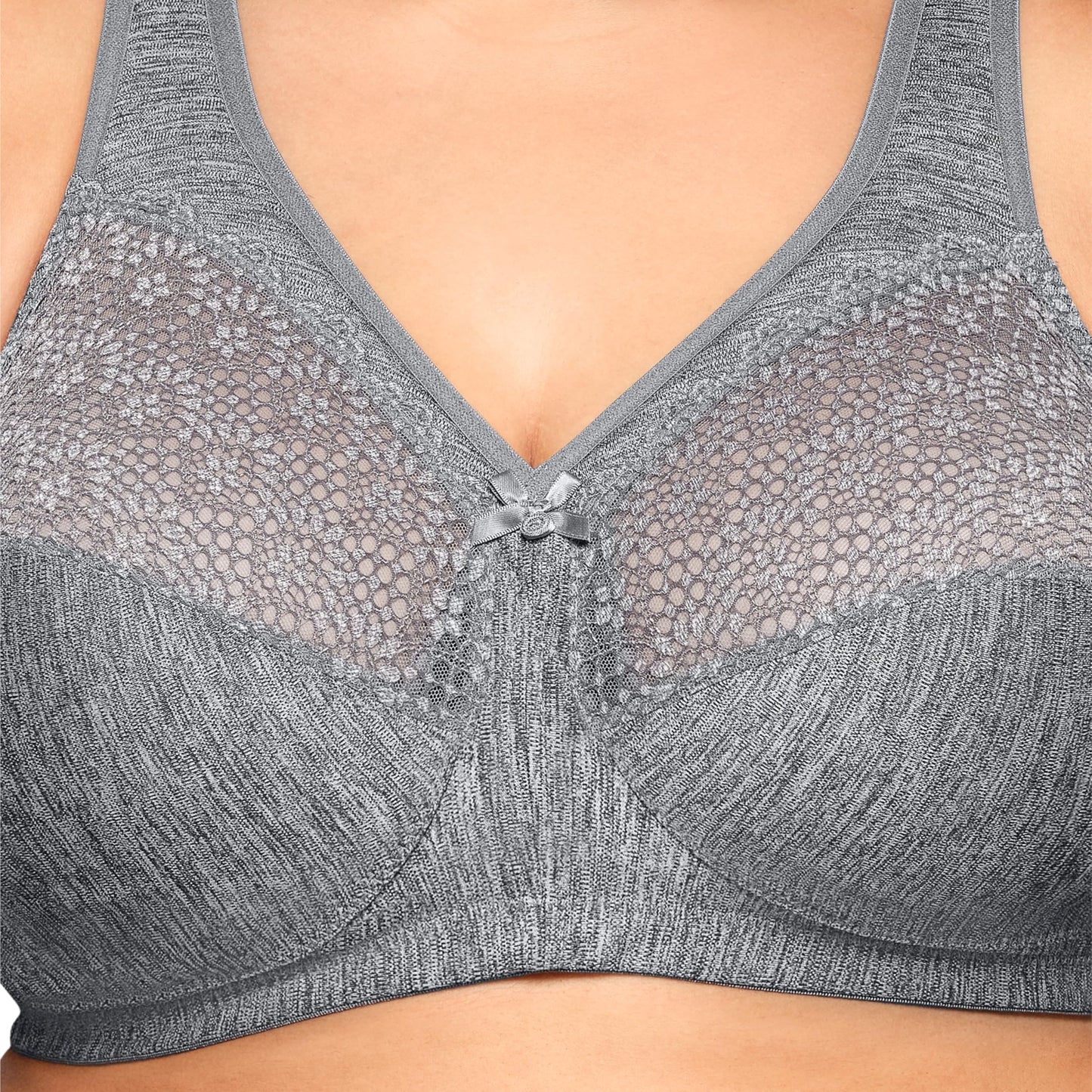 Glamorise Full Figure Plus Size MagicLift Moisture Control Bra Wirefree #1064 Gray Heather