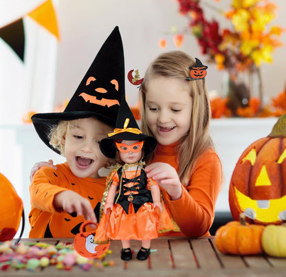 WONDOLL Halloween-Doll-Clothes Outfits Pumpkin with Lantern for 18-inch-Dolls - American Doll Halloween Costumes Gifts for Little Girls -Yellow
