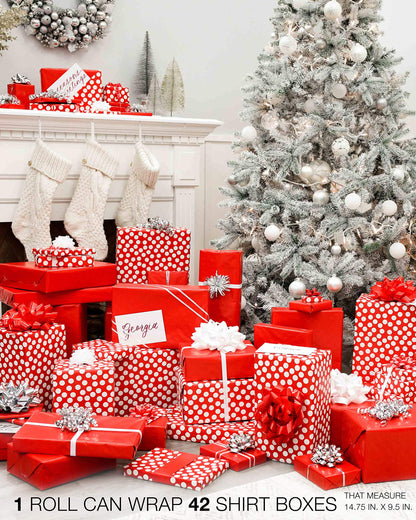 American Greetings Jumbo Reversible Red Wrapping Paper Roll for Christmas, Valentine's Day or Any Occasion (175 sq. ft., 1 Extra Large Roll-30 in. x 70 ft.) White Polka Dots