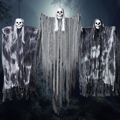 JOYIN 3 Pack Hanging Halloween Skeleton Ghosts Decorations Outdoor, Grim Reapers for Best Halloween Outdoor Decorations, Haunted Haunted House Prop, Party Supplies