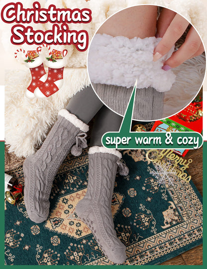 Fuzzy Socks for Women Slipper Fluffy Cozy Cabin Winter Warm Soft Fleece Comfy Thick Christmas Socks Grips Non Slip Stocking Stuffers for Women Teen Girls Wife Christmas Birthday Gifts(Ball Grey)