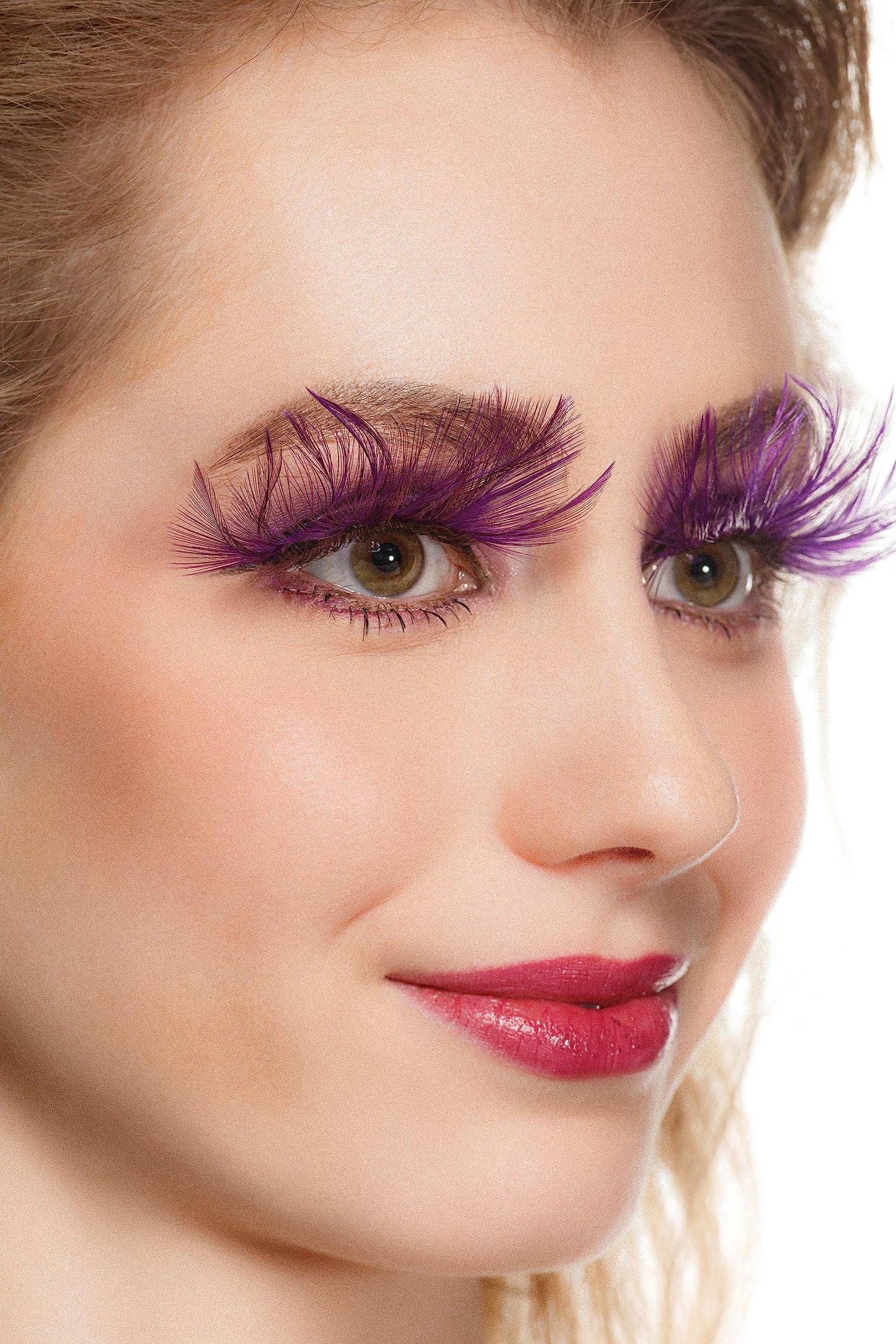 Dorisue Huge lashes Dramatic Halloween eyelashes Double Lip Black with Purple Big Extra Long Feather eyelashes Cat eye shape Costume Spider Firework style lashes