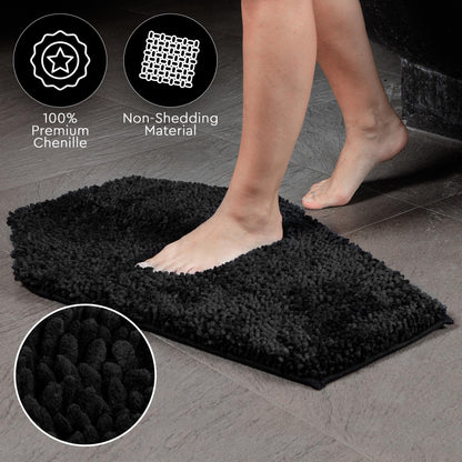 Gothic Curiosities Chenille Coffin Bath Mat - 32x20 Inch Coffin Rug, Soft, Thick, Water Absorbent, Machine Washable with Non-Slip PVC Backing - Spooktacular Gothic Bathroom Mat