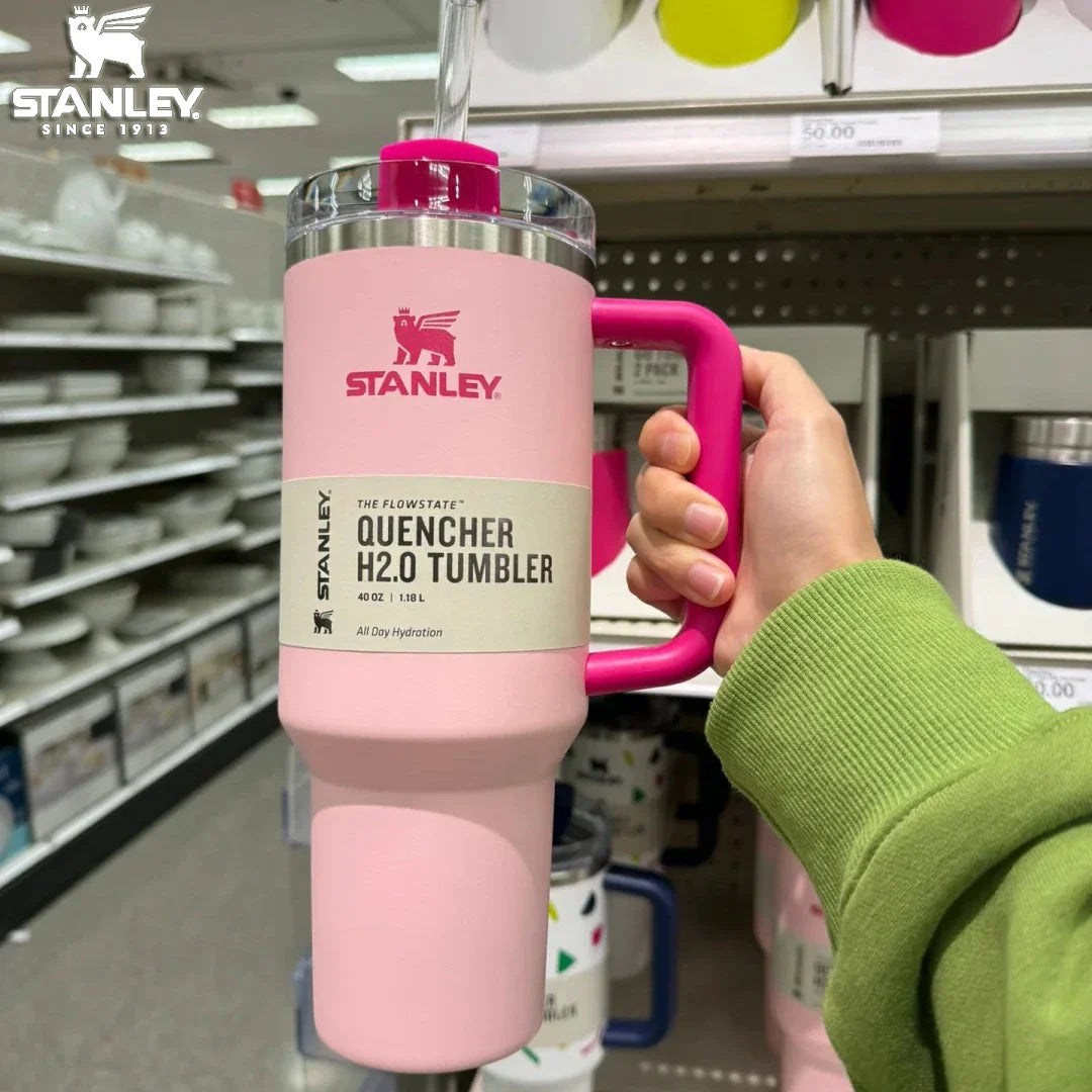 Pink Stanley Quencher H2.0 Tumbler – 40 oz Travel Cup