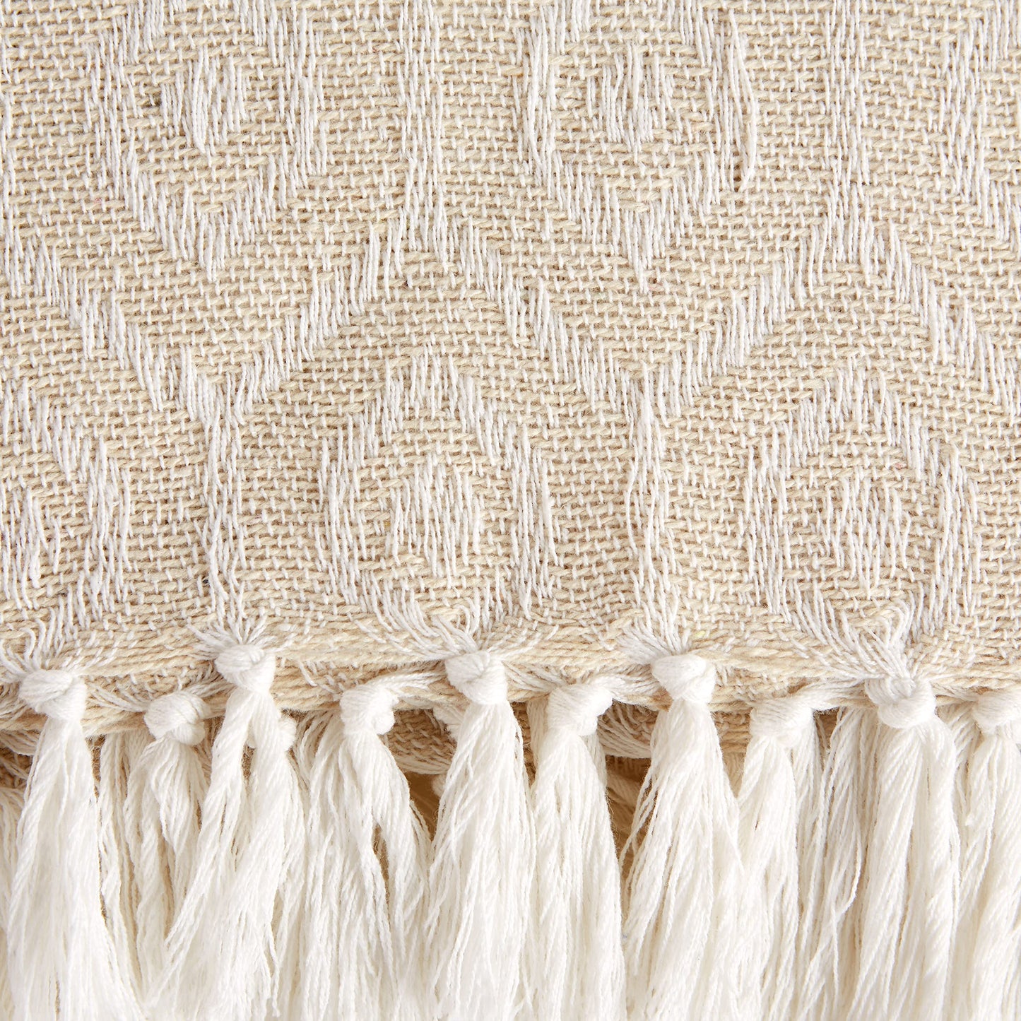 DII Modern Cotton Geometric Blanket Throw with Fringe for Chair, Couch, Picnic, Camping, Beach, & Keep Cozy with Everyday Use, 50x60, Off-White
