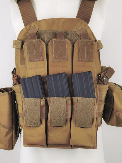 Invenko Heavy Duty Tactical Molle Airsoft Vest Outdoor Hunting Paintball Sports Outdoor Gaming Security Gurad Duty Soft Vest (tan)