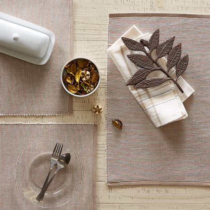 DII Two-Toned Collection Tabletop, Placemat Set, Stone, 6 Piece