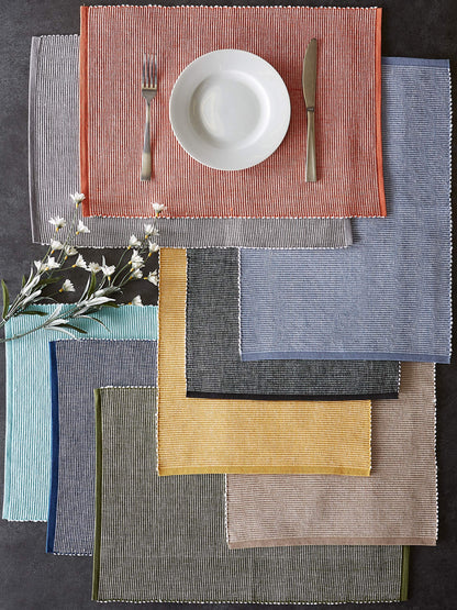DII Two-Toned Collection Tabletop, Placemat Set, Stone, 6 Piece