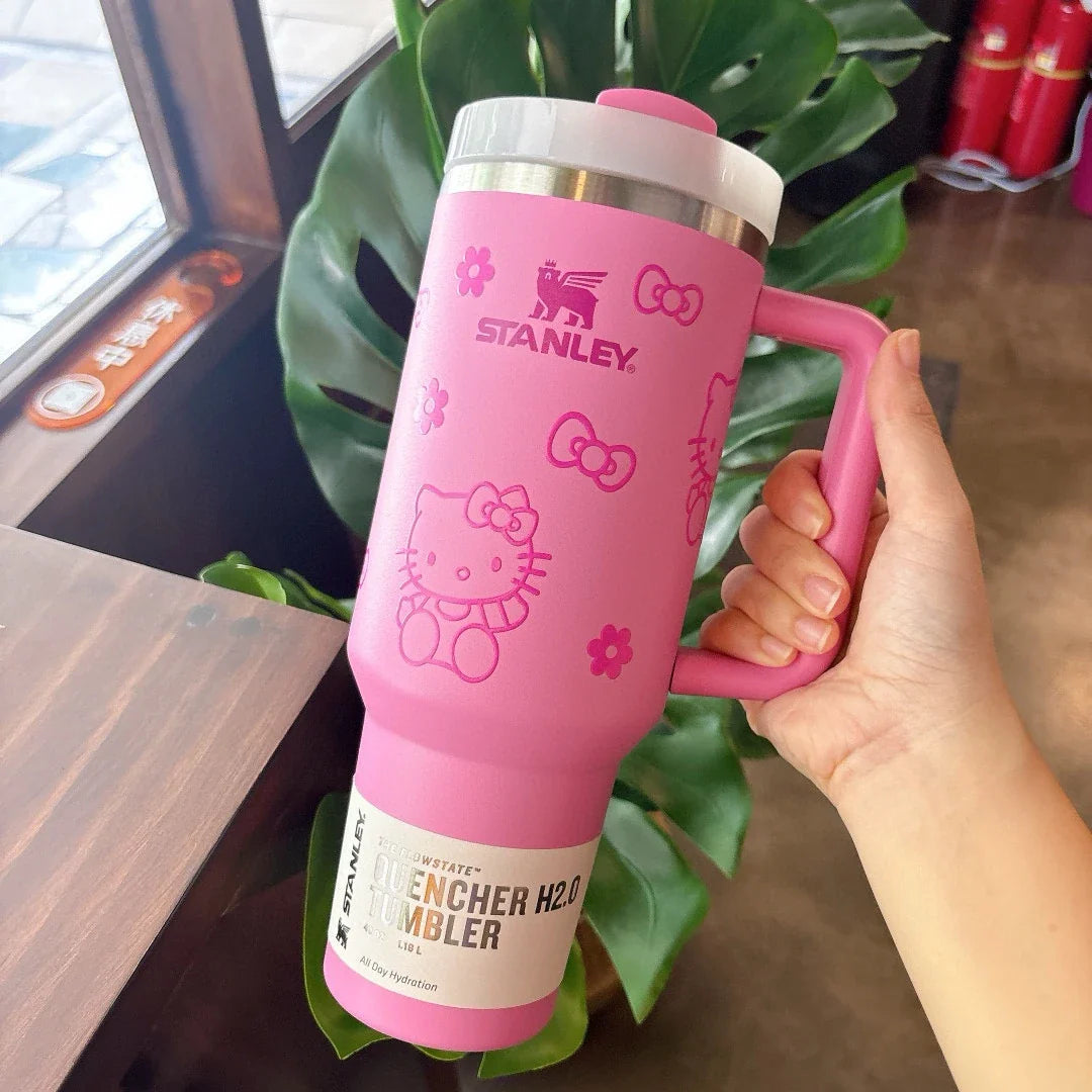 Pink Stanley Quencher H2.0 Tumbler – 40 oz Travel Cup